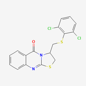 molecular formula C17H12Cl2N2OS2 B2782019 3-{[(2,6-dichlorophenyl)sulfanyl]methyl}-2,3-dihydro-5H-[1,3]thiazolo[2,3-b]quinazolin-5-one CAS No. 477860-21-2