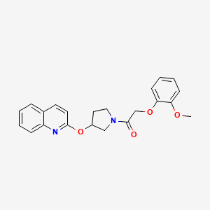 molecular formula C22H22N2O4 B2782022 2-(2-甲氧基苯氧基)-1-(3-(喹啉-2-基氧基)吡咯啉-1-基)乙酮 CAS No. 1903479-81-1