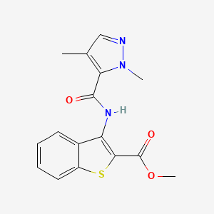 molecular formula C16H15N3O3S B2782030 methyl 3-(1,4-dimethyl-1H-pyrazole-5-carboxamido)benzo[b]thiophene-2-carboxylate CAS No. 1207039-53-9