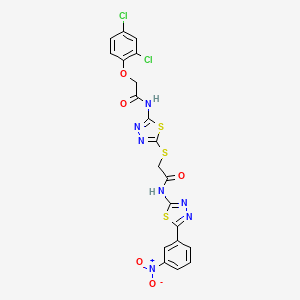 2-(2,4-dichlorophenoxy)-N-(5-((2-((5-(3-nitrophenyl)-1,3,4-thiadiazol-2-yl)amino)-2-oxoethyl)thio)-1,3,4-thiadiazol-2-yl)acetamide