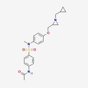 molecular formula C22H27N3O4S B2782034 N-[4-[[4-[[1-(Cyclopropylmethyl)aziridin-2-yl]methoxy]phenyl]-methylsulfamoyl]phenyl]acetamide CAS No. 2418709-98-3
