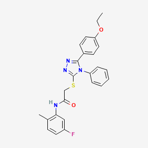 molecular formula C25H23FN4O2S B2782037 2-{[5-(4-ethoxyphenyl)-4-phenyl-4H-1,2,4-triazol-3-yl]sulfanyl}-N-(5-fluoro-2-methylphenyl)acetamide CAS No. 763126-56-3