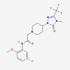 molecular formula C18H21ClF3N5O3 B2782040 N-(5-chloro-2-methoxyphenyl)-2-(4-(4-methyl-5-oxo-3-(trifluoromethyl)-4,5-dihydro-1H-1,2,4-triazol-1-yl)piperidin-1-yl)acetamide CAS No. 2034417-47-3