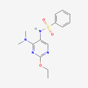 molecular formula C14H18N4O3S B2782047 N-(4-(dimethylamino)-2-ethoxypyrimidin-5-yl)benzenesulfonamide CAS No. 1797974-88-9