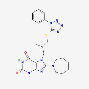 8-(azepan-1-yl)-3-methyl-7-(2-methyl-3-((1-phenyl-1H-tetrazol-5-yl)thio)propyl)-1H-purine-2,6(3H,7H)-dione