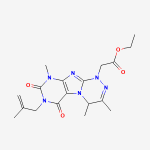 molecular formula C18H24N6O4 B2782065 ethyl 2-(3,4,9-trimethyl-7-(2-methylallyl)-6,8-dioxo-6,7,8,9-tetrahydro-[1,2,4]triazino[3,4-f]purin-1(4H)-yl)acetate CAS No. 922457-07-6