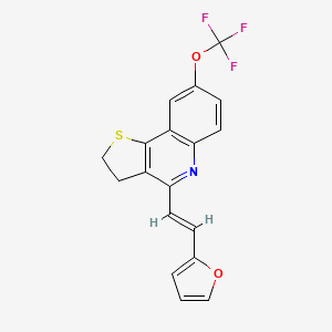molecular formula C18H12F3NO2S B2782077 4-[(E)-2-(2-furyl)ethenyl]-2,3-dihydrothieno[3,2-c]quinolin-8-yl trifluoromethyl ether CAS No. 866133-51-9