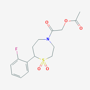 molecular formula C15H18FNO5S B2782082 2-(7-(2-Fluorophenyl)-1,1-dioxido-1,4-thiazepan-4-yl)-2-oxoethyl acetate CAS No. 2034530-01-1