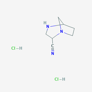 molecular formula C7H13Cl2N3 B2782090 1,4-Diazabicyclo[3.2.1]octane-2-carbonitrile dihydrochloride CAS No. 2225136-25-2