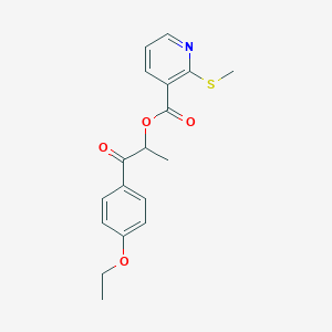 molecular formula C18H19NO4S B2782093 1-(4-Ethoxyphenyl)-1-oxopropan-2-yl 2-(methylsulfanyl)pyridine-3-carboxylate CAS No. 1089572-87-1