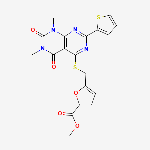 Methyl 5-[(1,3-dimethyl-2,4-dioxo-7-thiophen-2-ylpyrimido[4,5-d]pyrimidin-5-yl)sulfanylmethyl]furan-2-carboxylate
