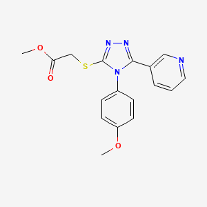 molecular formula C17H16N4O3S B2782096 甲酸2-[4-(4-甲氧基苯基)-5-(3-吡啶基)-1,2,4-三唑-3-基硫代]酯 CAS No. 557064-04-7