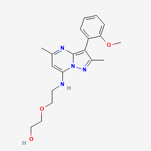 molecular formula C19H24N4O3 B2782100 2-(2-((3-(2-Methoxyphenyl)-2,5-dimethylpyrazolo[1,5-a]pyrimidin-7-yl)amino)ethoxy)ethanol CAS No. 902319-23-7