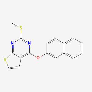 molecular formula C17H12N2OS2 B2782101 2-(Methylsulfanyl)-4-(2-naphthyloxy)thieno[2,3-d]pyrimidine CAS No. 383147-01-1