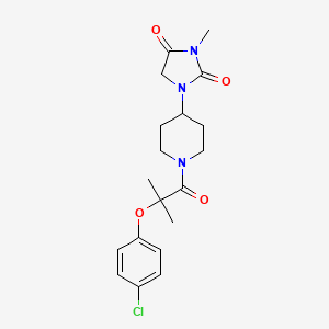 molecular formula C19H24ClN3O4 B2782104 1-(1-(2-(4-Chlorophenoxy)-2-methylpropanoyl)piperidin-4-yl)-3-methylimidazolidine-2,4-dione CAS No. 2176201-99-1