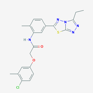 molecular formula C21H20ClN5O2S B278211 2-(4-chloro-3-methylphenoxy)-N-[5-(3-ethyl[1,2,4]triazolo[3,4-b][1,3,4]thiadiazol-6-yl)-2-methylphenyl]acetamide 