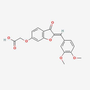 molecular formula C19H16O7 B2782110 {[(2Z)-2-(3,4-dimethoxybenzylidene)-3-oxo-2,3-dihydro-1-benzofuran-6-yl]oxy}acetic acid CAS No. 859666-38-9