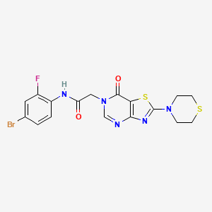molecular formula C17H15BrFN5O2S2 B2782113 N-(4-bromo-2-fluorophenyl)-2-(7-oxo-2-thiomorpholinothiazolo[4,5-d]pyrimidin-6(7H)-yl)acetamide CAS No. 1223907-11-6