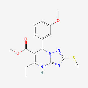 molecular formula C17H20N4O3S B2782116 Methyl 5-ethyl-7-(3-methoxyphenyl)-2-(methylthio)-4,7-dihydro-[1,2,4]triazolo[1,5-a]pyrimidine-6-carboxylate CAS No. 909574-25-0