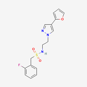 molecular formula C16H16FN3O3S B2782118 1-(2-fluorophenyl)-N-(2-(4-(furan-2-yl)-1H-pyrazol-1-yl)ethyl)methanesulfonamide CAS No. 2034551-97-6