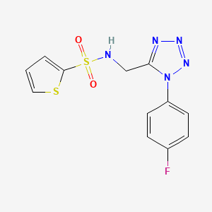 molecular formula C12H10FN5O2S2 B2782124 N-((1-(4-fluorophenyl)-1H-tetrazol-5-yl)methyl)thiophene-2-sulfonamide CAS No. 897623-89-1