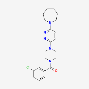 molecular formula C21H26ClN5O B2782125 (4-(6-(Azepan-1-yl)pyridazin-3-yl)piperazin-1-yl)(3-chlorophenyl)methanone CAS No. 898459-82-0