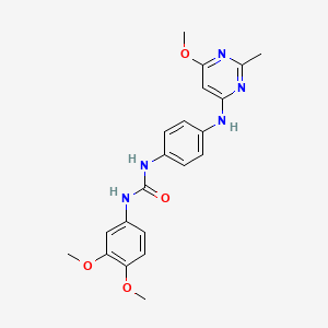 molecular formula C21H23N5O4 B2782140 1-(3,4-二甲氧基苯基)-3-(4-((6-甲氧基-2-甲基嘧啶-4-基)氨基)苯基)脲 CAS No. 1021090-93-6