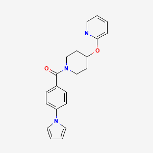 molecular formula C21H21N3O2 B2782155 (4-(1H-吡咯-1-基)苯基)(4-(吡啶-2-基氧基)哌啶-1-基)甲酮 CAS No. 1448135-37-2