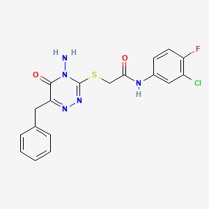 2-[(4-amino-6-benzyl-5-oxo-4,5-dihydro-1,2,4-triazin-3-yl)sulfanyl]-N-(3-chloro-4-fluorophenyl)acetamide