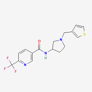 molecular formula C16H16F3N3OS B2782168 N-{1-[(thiophen-3-yl)methyl]pyrrolidin-3-yl}-6-(trifluoromethyl)pyridine-3-carboxamide CAS No. 2097862-27-4