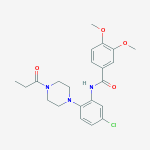 N-[5-chloro-2-(4-propanoylpiperazin-1-yl)phenyl]-3,4-dimethoxybenzamide