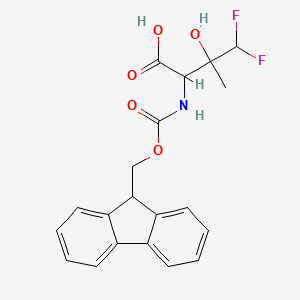 molecular formula C20H19F2NO5 B2782184 2-(9H-Fluoren-9-ylmethoxycarbonylamino)-4,4-difluoro-3-hydroxy-3-methylbutanoic acid CAS No. 2377032-37-4