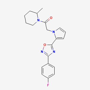 molecular formula C20H21FN4O2 B2782187 2-{2-[3-(4-fluorophenyl)-1,2,4-oxadiazol-5-yl]-1H-pyrrol-1-yl}-1-(2-methylpiperidin-1-yl)ethanone CAS No. 1261021-28-6