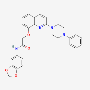 molecular formula C28H26N4O4 B2782197 N-(benzo[d][1,3]dioxol-5-yl)-2-((2-(4-phenylpiperazin-1-yl)quinolin-8-yl)oxy)acetamide CAS No. 941954-70-7