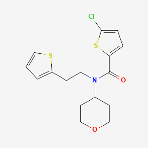 molecular formula C16H18ClNO2S2 B2782198 5-chloro-N-(tetrahydro-2H-pyran-4-yl)-N-(2-(thiophen-2-yl)ethyl)thiophene-2-carboxamide CAS No. 1787916-06-6