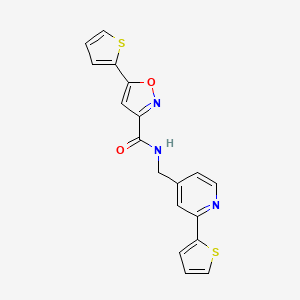 molecular formula C18H13N3O2S2 B2782207 5-(thiophen-2-yl)-N-((2-(thiophen-2-yl)pyridin-4-yl)methyl)isoxazole-3-carboxamide CAS No. 1904297-44-4