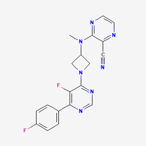 molecular formula C19H15F2N7 B2782217 3-[[1-[5-Fluoro-6-(4-fluorophenyl)pyrimidin-4-yl]azetidin-3-yl]-methylamino]pyrazine-2-carbonitrile CAS No. 2380085-00-5