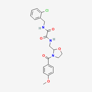 molecular formula C21H22ClN3O5 B2782234 N1-(2-chlorobenzyl)-N2-((3-(4-methoxybenzoyl)oxazolidin-2-yl)methyl)oxalamide CAS No. 874805-35-3