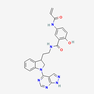 molecular formula C25H23N7O3 B2782235 2-Hydroxy-5-(prop-2-enoylamino)-N-[2-[1-(1H-pyrazolo[3,4-d]pyrimidin-4-yl)-2,3-dihydroindol-3-yl]ethyl]benzamide CAS No. 2418723-98-3