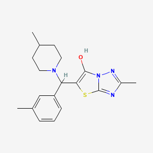 molecular formula C19H24N4OS B2782246 2-Methyl-5-((4-methylpiperidin-1-yl)(m-tolyl)methyl)thiazolo[3,2-b][1,2,4]triazol-6-ol CAS No. 869342-91-6