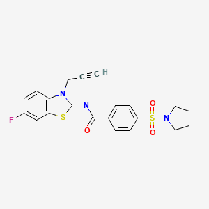 molecular formula C21H18FN3O3S2 B2782257 (Z)-N-(6-fluoro-3-(prop-2-yn-1-yl)benzo[d]thiazol-2(3H)-ylidene)-4-(pyrrolidin-1-ylsulfonyl)benzamide CAS No. 941871-77-8