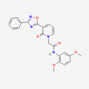 molecular formula C23H20N4O5 B2782266 N-(2,5-dimethoxyphenyl)-2-[2-oxo-3-(3-phenyl-1,2,4-oxadiazol-5-yl)pyridin-1(2H)-yl]acetamide CAS No. 1105224-64-3