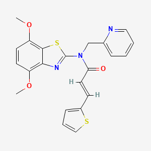 molecular formula C22H19N3O3S2 B2782272 (E)-N-(4,7-dimethoxybenzo[d]thiazol-2-yl)-N-(pyridin-2-ylmethyl)-3-(thiophen-2-yl)acrylamide CAS No. 899964-83-1