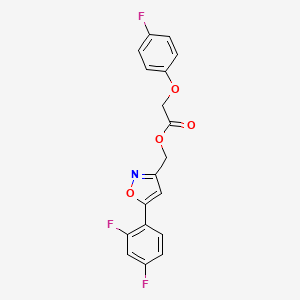 molecular formula C18H12F3NO4 B2782276 (5-(2,4-Difluorophenyl)isoxazol-3-yl)methyl 2-(4-fluorophenoxy)acetate CAS No. 1021122-06-4