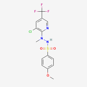 molecular formula C14H13ClF3N3O3S B2782277 N'-[3-chloro-5-(trifluoromethyl)-2-pyridinyl]-4-methoxy-N'-methylbenzenesulfonohydrazide CAS No. 339276-30-1