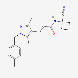 molecular formula C21H24N4O B2782279 N-(1-cyanocyclobutyl)-3-{3,5-dimethyl-1-[(4-methylphenyl)methyl]-1H-pyrazol-4-yl}prop-2-enamide CAS No. 1424630-73-8