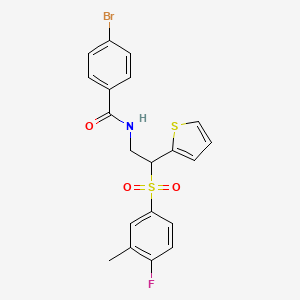 4-bromo-N-(2-((4-fluoro-3-methylphenyl)sulfonyl)-2-(thiophen-2-yl)ethyl)benzamide