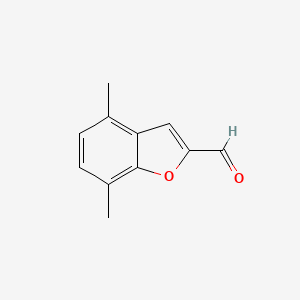 molecular formula C11H10O2 B2782289 2-Benzofurancarboxaldehyde, 4,7-dimethyl- CAS No. 196519-54-7