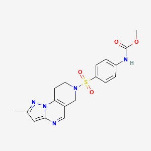 molecular formula C18H19N5O4S B2782293 methyl (4-((2-methyl-8,9-dihydropyrazolo[1,5-a]pyrido[3,4-e]pyrimidin-7(6H)-yl)sulfonyl)phenyl)carbamate CAS No. 1797204-20-6