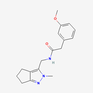 molecular formula C17H21N3O2 B2782297 2-(3-methoxyphenyl)-N-((2-methyl-2,4,5,6-tetrahydrocyclopenta[c]pyrazol-3-yl)methyl)acetamide CAS No. 2034453-36-4